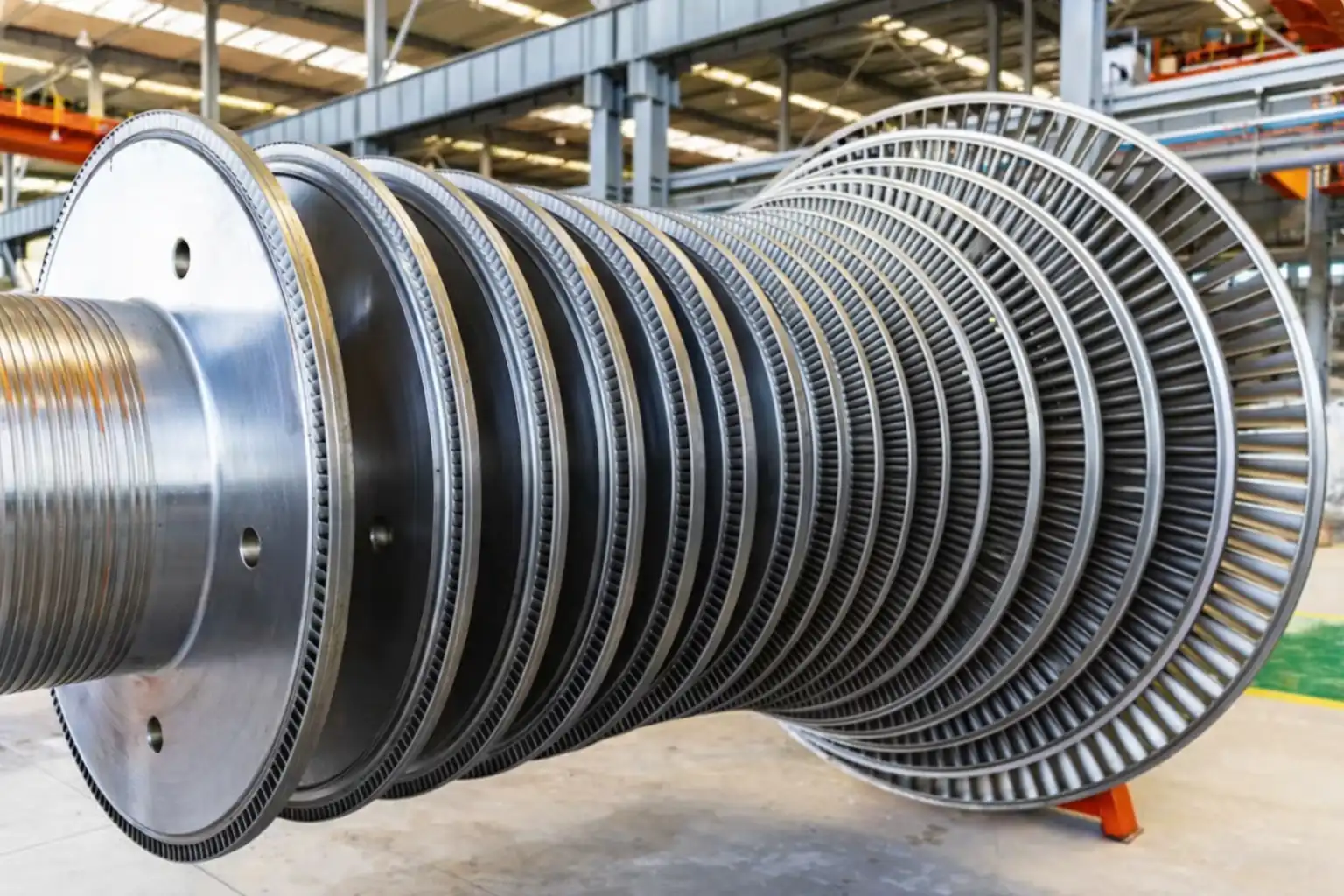 Multi stage steam turbine rotor with precision blades for high efficiency power generation, Steam Turbine Rotor Reblading, Steam Turbine Blades, Steam Trubine Rotor Balancing, Steam Turbine Rotor Machining